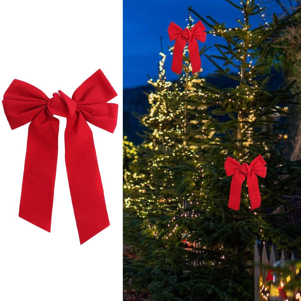 with Tie Red Velvet Bow Large Size Wreath Bow Household Gift Wrapper Bow  Wedding