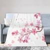 Cherry Blossom Throw Blanket Branches Flower Print Fleece Flannel Blanket Japanese Style Soft Fuzzy Blanket for Sofa Couch Bed
