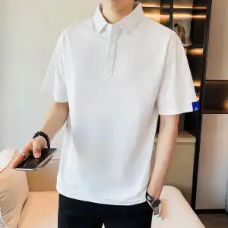 Herren-Poloshirt, einfarbig, locker geschnitten, Kurzarm, Freizeitshirt