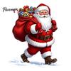 Festive Wall Murals Christmas Stickers, Cartoon Santa Claus Carrying Bag Decal, Peel And Stick Holiday Glass Stickers Full of Gifts DIY Art for Winter
