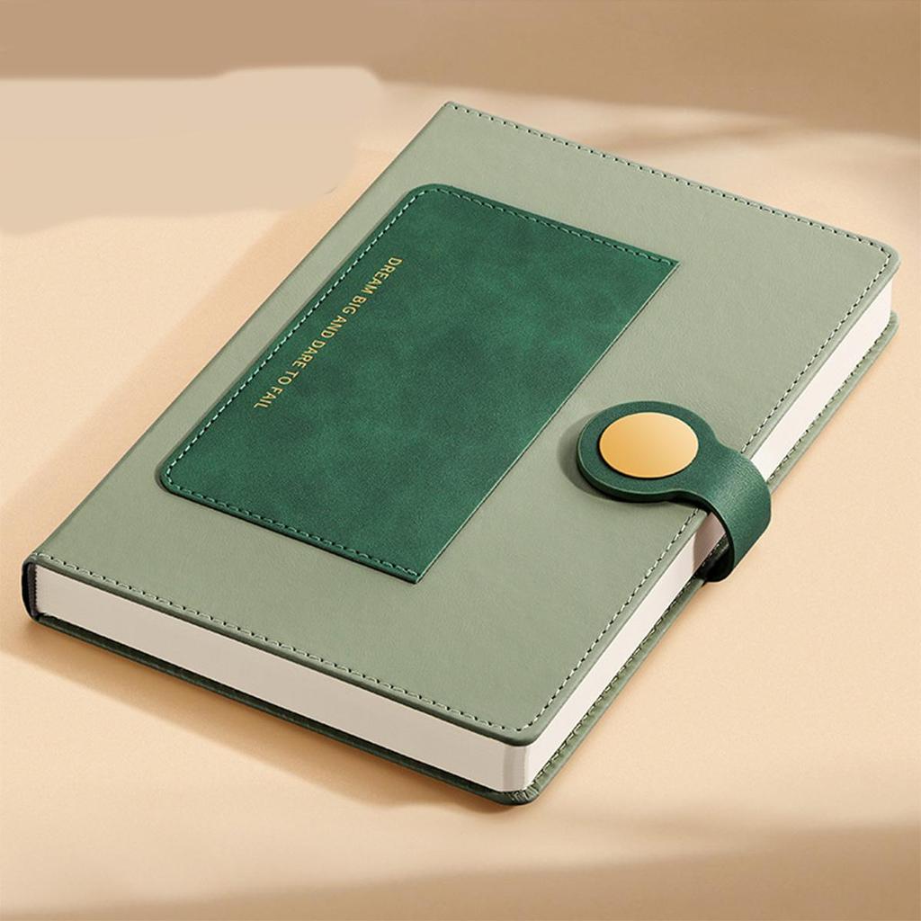 A5 Leather Student Subject Notebook, Buckle Office Notepad, Business Meeting Record Book, Travel Log, Diary, 130 Sheets 260 Pages