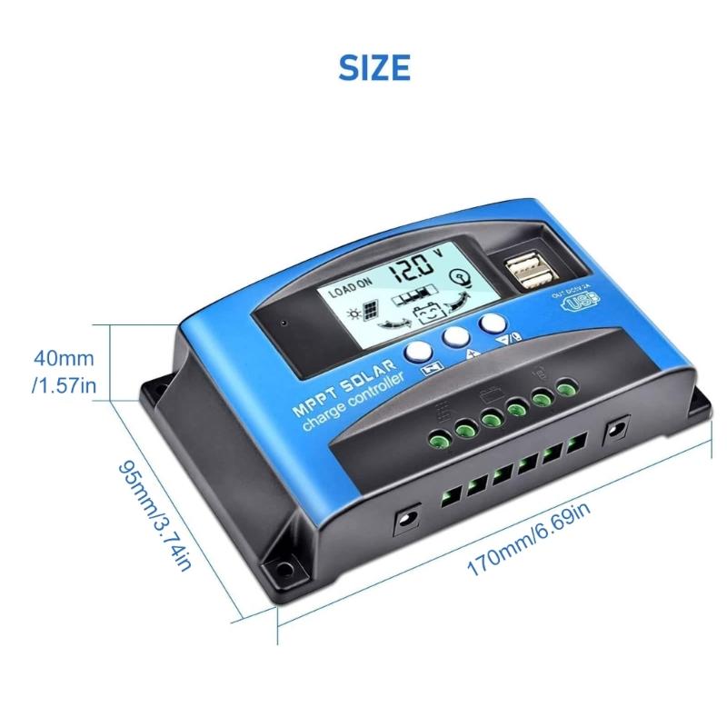 MPPT Solar Charge Controller With LCD Display Double USB Port 100A Auto Solar Charge Battery Regulator for Solar Panel