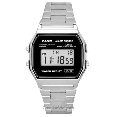 Vintage Digital Stainless Steel Quartz A158WEA-1 Unisex Watch