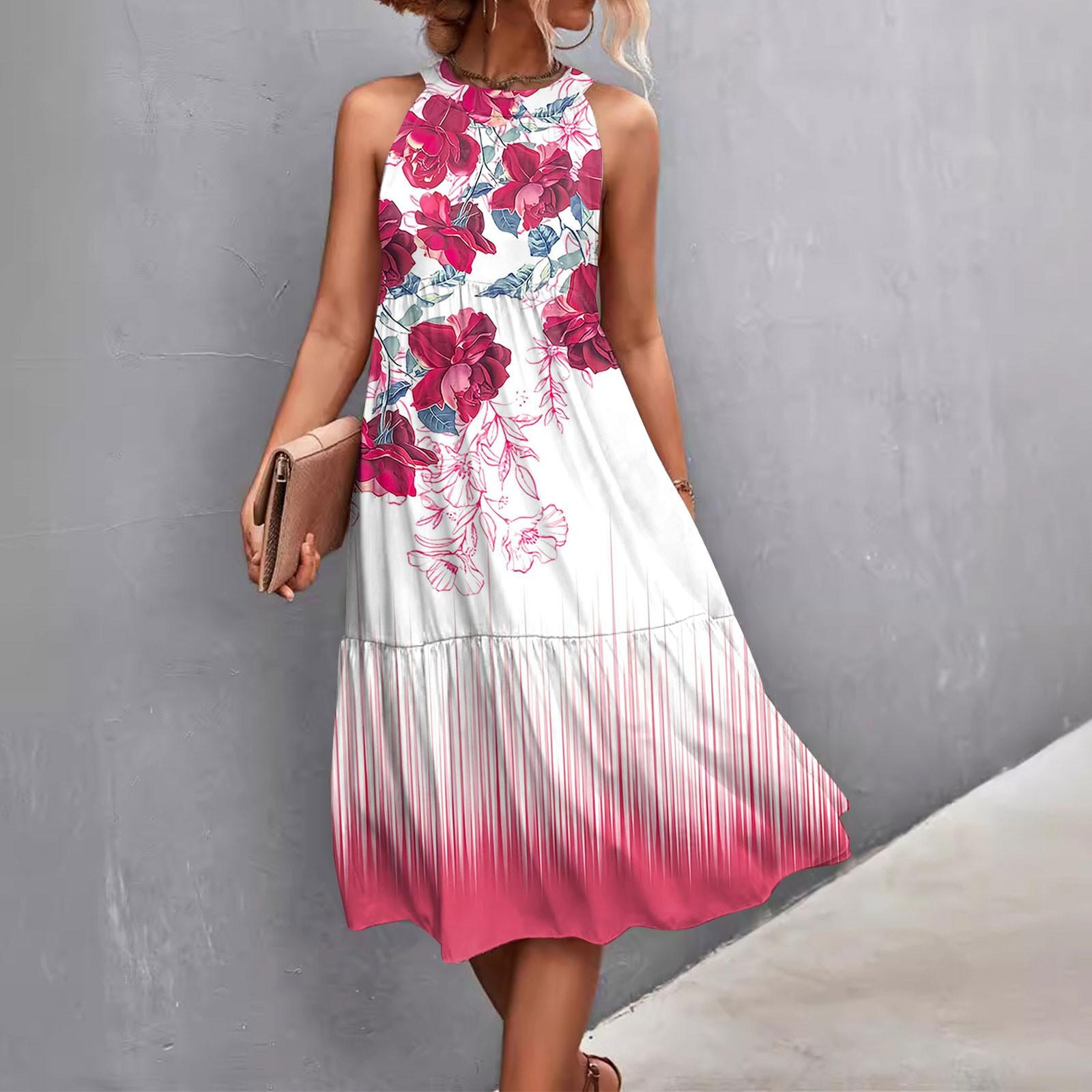 

Женские летние свободные повседневные пляжные платья без рукавов с однотонным принтом и висячим вырезом S