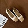 Xiaoxiangfeng single shoes women's 2025 summer new leather light mouth square head flat shoes color matching commuting versatile soft sole