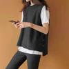 Women's Spring Knitted Vest Casual Sleeveless V-Neck Side Buttons Decorative Buttons Colour Top