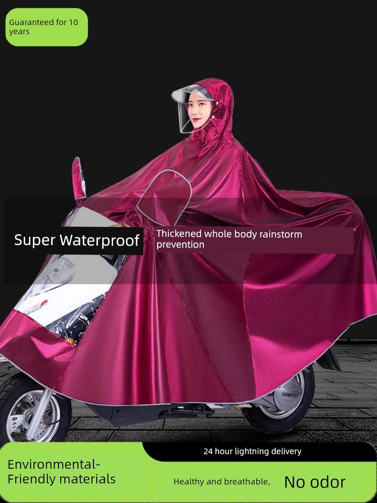 Double Motorcycle Raincoat Electric Car Power Car Matching Mother and Child Plus Size Thickening, Widening and Lengthening 2 Single Poncho