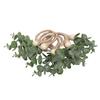 6pcs Hand Woven Faux Eucalyptus Leaf Napkin Rings Easter Spring Wooden Bead Farmhouse Napkin Rings for Weddings Christmas Party Table Decoration