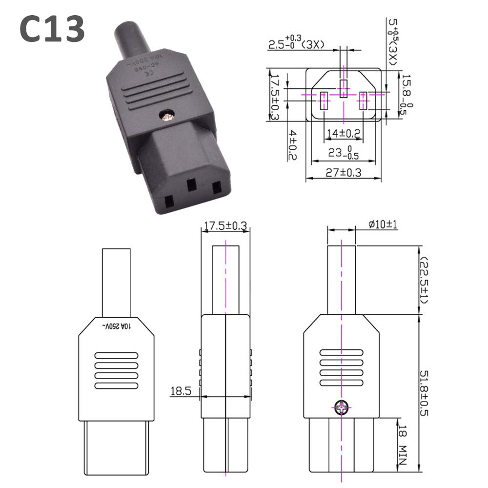 IEC 320 C13 C14 Inlet Power Plug Socket Rewirable 3 Pin Electrical Male Female Connector with Red Lamp Rocker Switch 10A Fuse