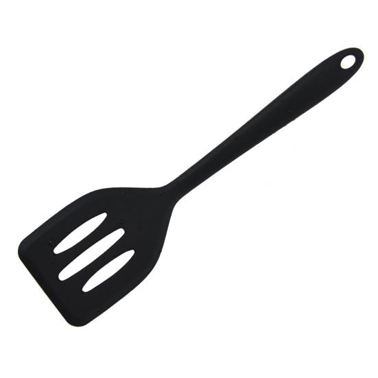 Food Grade High Temperature Resistance Slotted Spatula with Hole Arc Edge Long Handle Baking Shovel Household Supplies