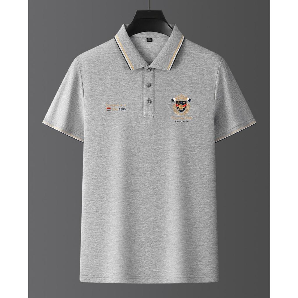 Trend Hub Polo pentru bărbați, casual, cu mânecă scurtă, brodat, la modă, culoare solidă