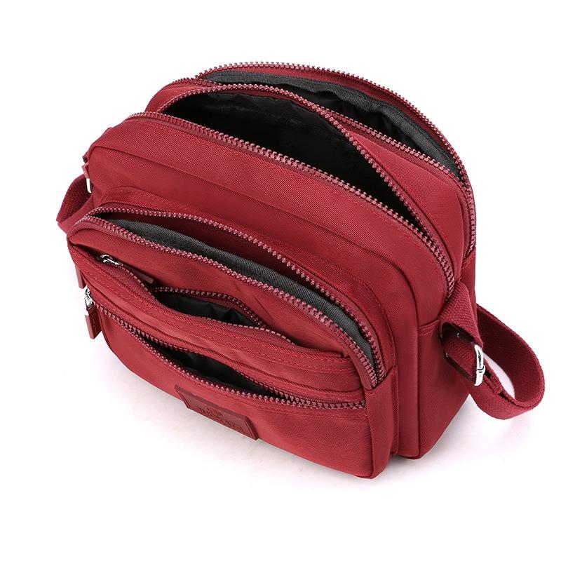 Five-layer Zipper Cash Bag Shoulder Bag Women's Messenger Bag Nylon Cloth Women's Bag Business Cashier Bag Small Square Bag Retro