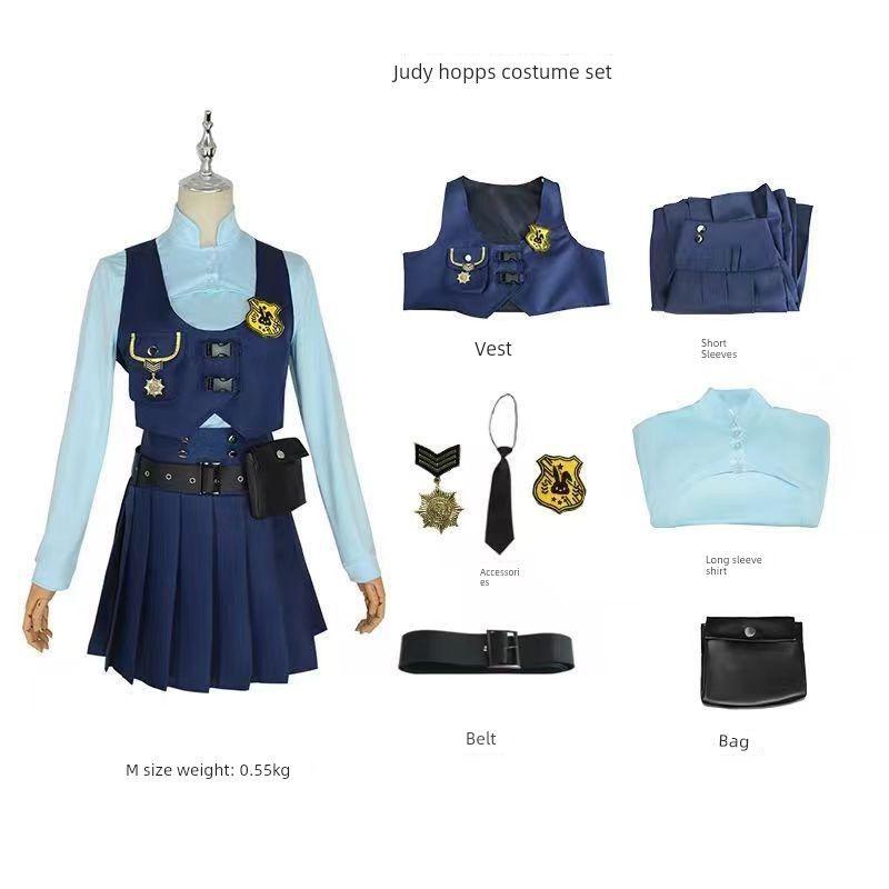 Judy Cosplay Costume Girls' Dress Judy Rabbit Police Officer Cosplay Little Girl Birthday Dress Lolita Puffy Dress