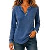 Top Blusa da Donna Casual a Maniche Lunghe con Bottoni Colorato