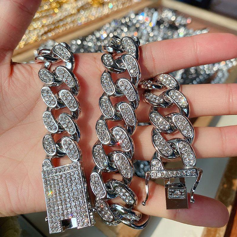 European Hip Hop Domineering 20mm Exaggerated Cuban Full Diamond Necklace Male Daikin Chain Miami Fashion Classy Cuban Link Chain
