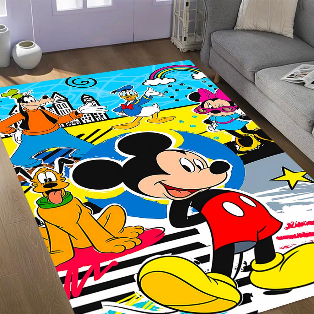 Mickey Mouse Castle Fantasy Disney Cartoon Theme Anti-Slip Rug - Polyester, Home Decor, Suitable for Bedrooms, Living Rooms, Doorways, and Studios