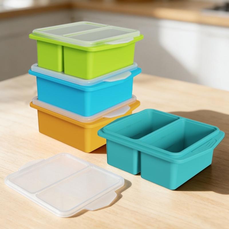 Flexible Silicone Ice Cubes Mold With Cover Ideal For Making Big Ice Cubes Food Freezer Container Kitchen Gadget