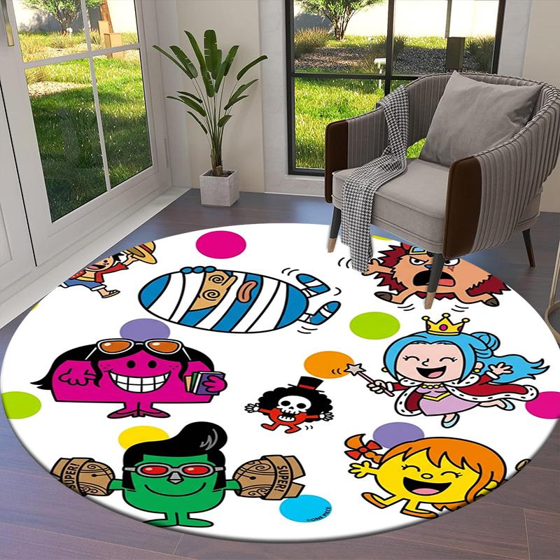 One Piece Poster Round Area Rug Carpet Rug For Living Room Bedroom Sofa Playroom Decor Nonslip Floor Mat