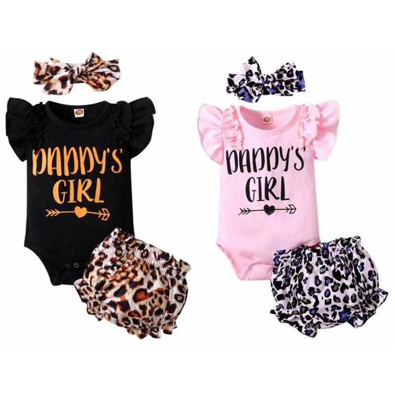 Buy 3PCS Summer Cotton Newborn Baby Girl Flare Sleeve Romper Soft