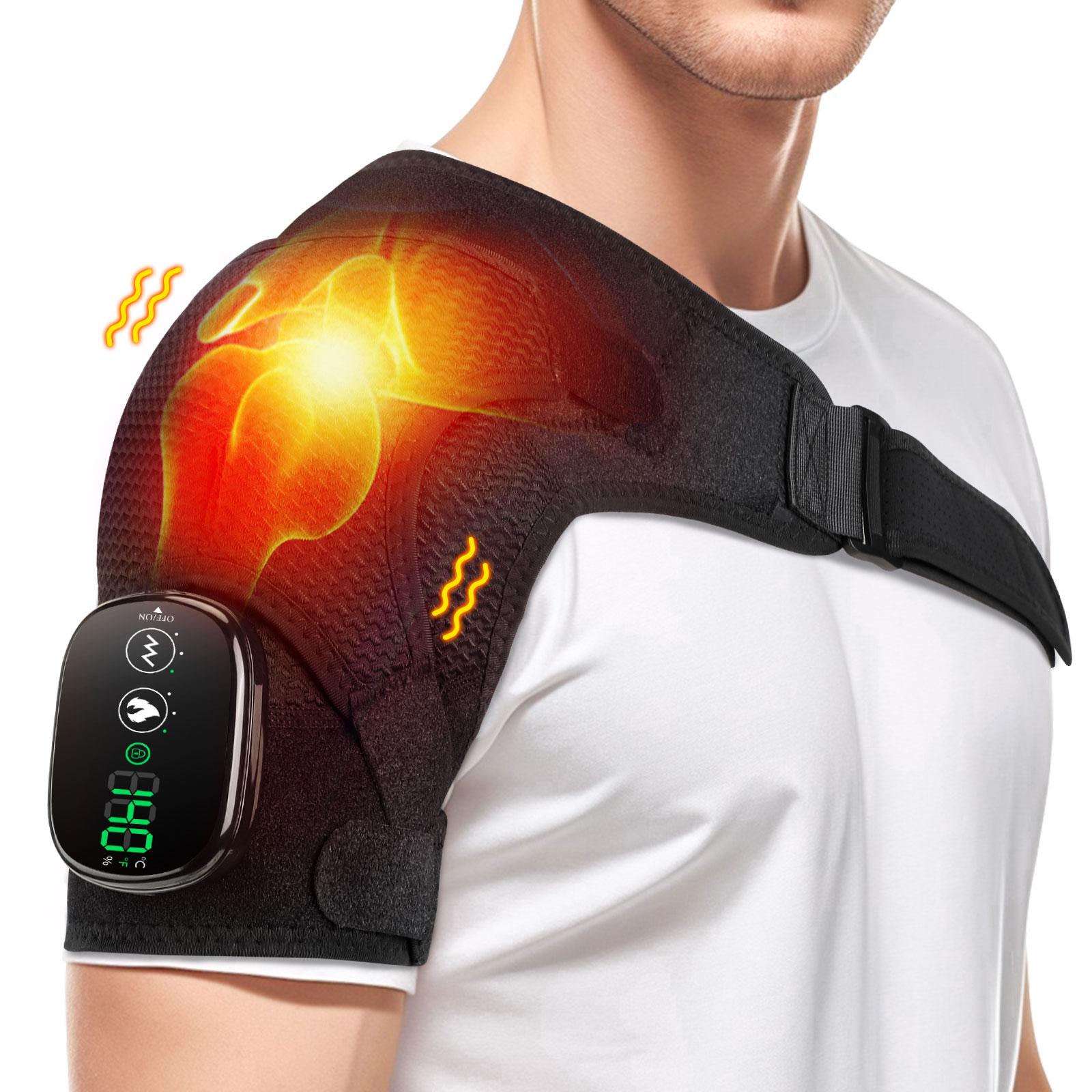 

Electric Massage Belt Back Brace Support Adjustable Led Hot Compress Heating Shoulder Shawl чорний