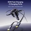 BASEUS Enjoyment Max Autoladegerät 60W C+C Dual-Kabel Drehbares Design Schnellladung Einziehbare Kabel