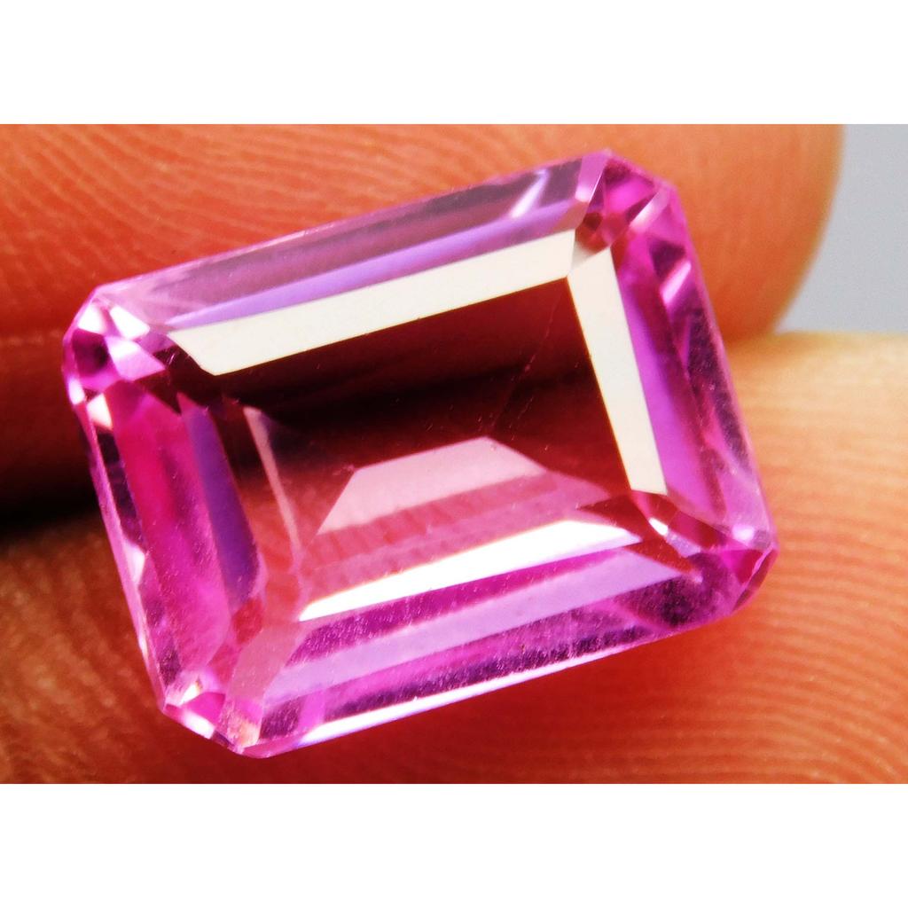 Natural Pink Sapphire Excellent Cut 10 Ct Loose Gemstone CERTIFIED Emerald Cut A-4288