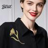 Pin Women Brooch Sparkling Rhinestones Flower Leaf Shape Lapel Versatile