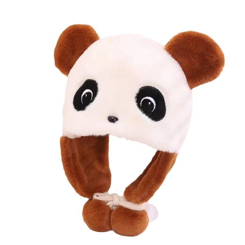 Winter children's hat cute cartoon panda plush hat boys and girls thick warm ear protection hat baby headband hat