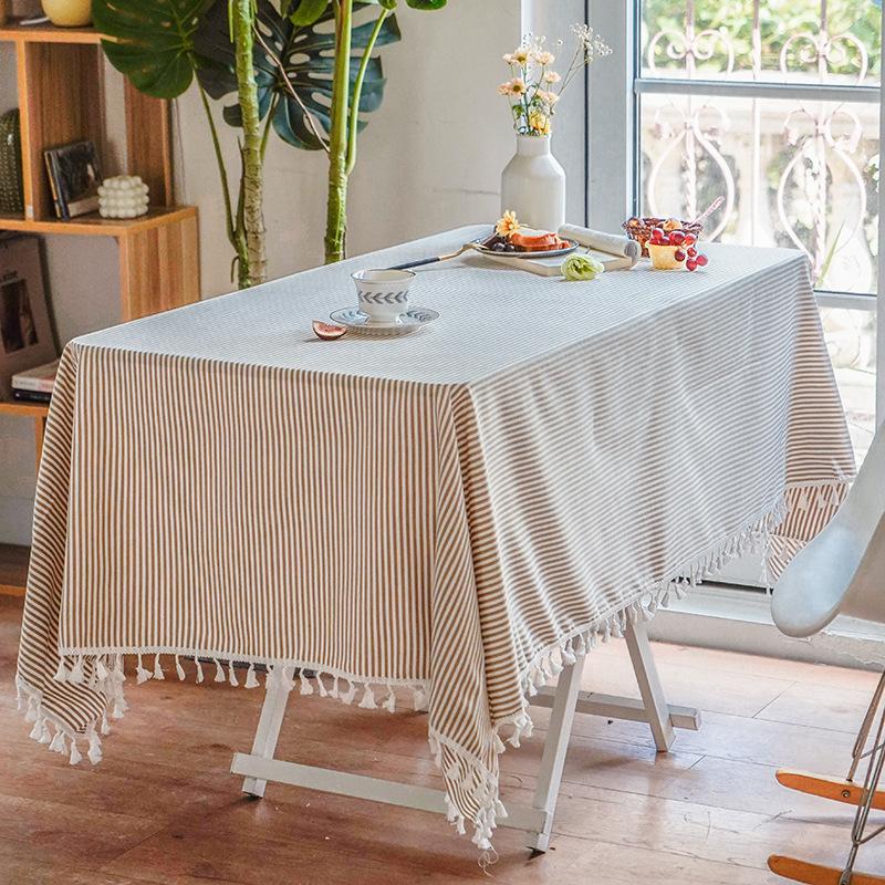 Fabric Tablecloth, Literary Cotton And Linen Fringed Lace Dining Table Cloth, Coffee Table Cloth, Living Room