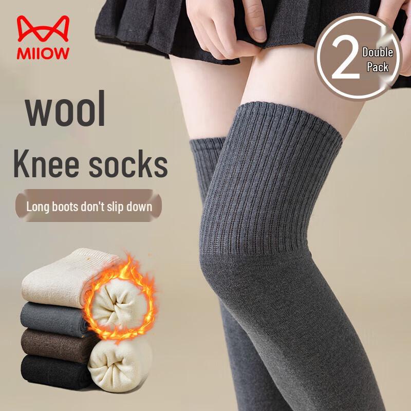 Maoren Women s Thermal Wool Blend Thigh High Socks One Size