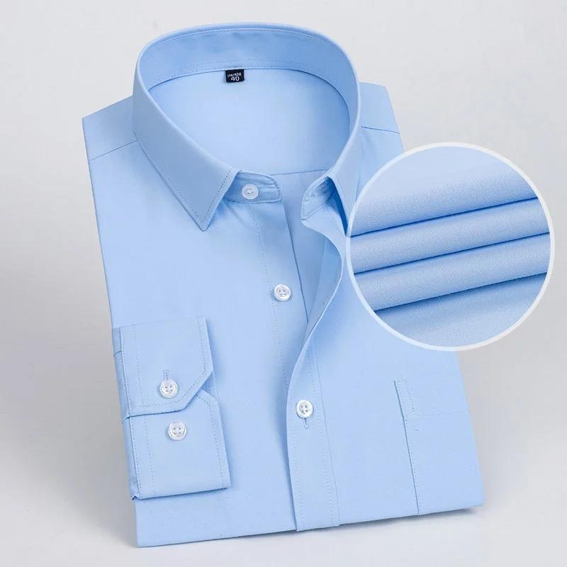 Men's Formal Shirt Long Sleeve  Solid Color Striped Pocket Fashion Business Office Professional Wear Social White Shirt