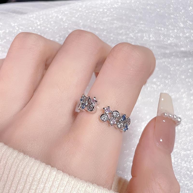 Chain Texture Color Zir*****Pen Ring Women'S Personality Fashion Niche Design High-End Ring Index Finger Ring