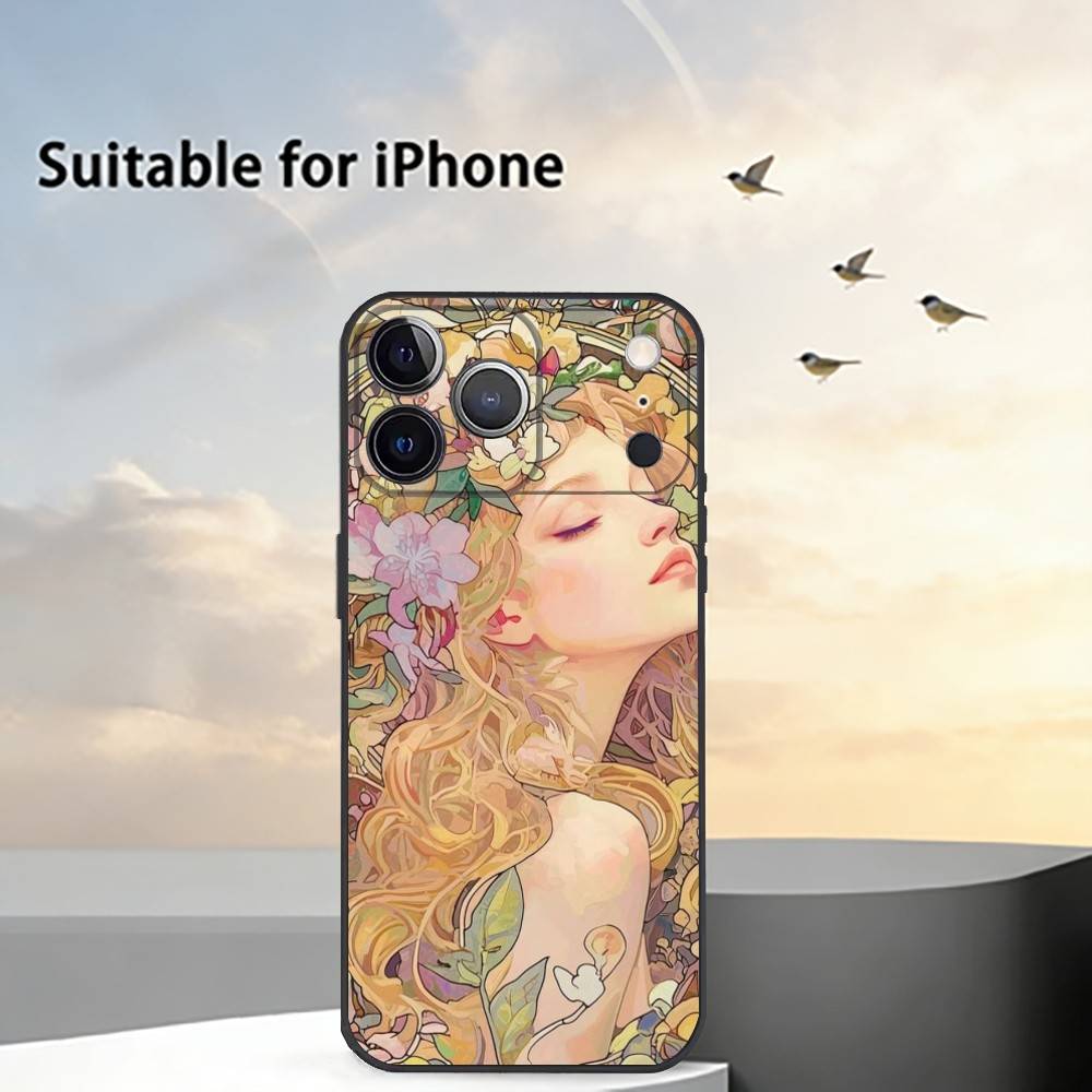 ART Alphonse M-Mucha Phone Case Silicone Soft For IPhone 17 16 15 14 13 12 11 X XR Plus Pro Max Plus
