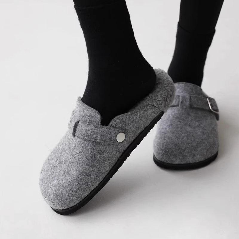 Winter House Plush Slippers for Women Winter Non-Slip Flat Heels Cotton Slides Woman Fashion Flock Warm Cotton Shoes Slippers