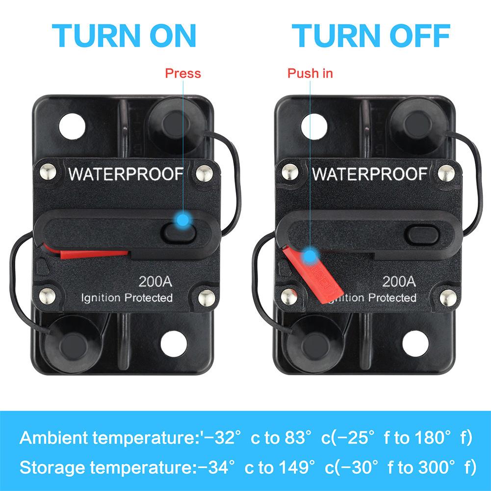 Wide Range 30A-300A AMP Circuit Breaker Fuse 12-48V DC Reset Waterproof For Car Boat Auto Circuit Breaker 6