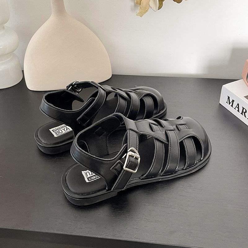 Women's Retro Woven French Flat Roman Sandals - Soft Sole Clogs for Casual Summer Beachwear 2025.