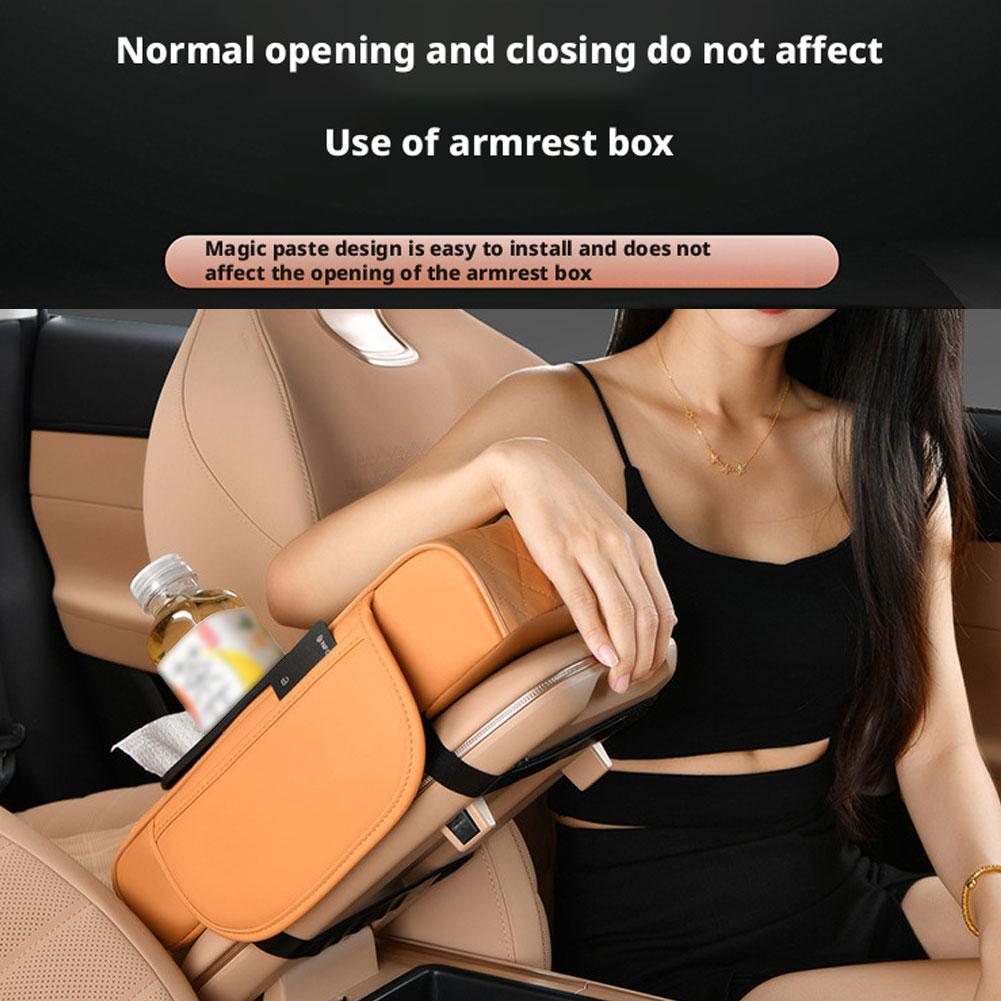 4 in 1 Car Armrest Box Height-increasing Pad Elbow Support with Pocket Tissue Cup Holder Car Center Console Cover