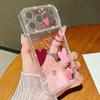 Pink Hearts Eye Pattern Diamond Case For iPhone 17 Pro Max Funda iPhone 16 Pro Max 15 14 13 11 Clear TPU Silicone Soft Cover