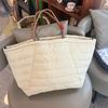 Quilted Padded Shoulder Bag Waterproof Nylon Large Capacity Tote Bag Women's Casual Lightweight Handbag Simple Shopping Bag