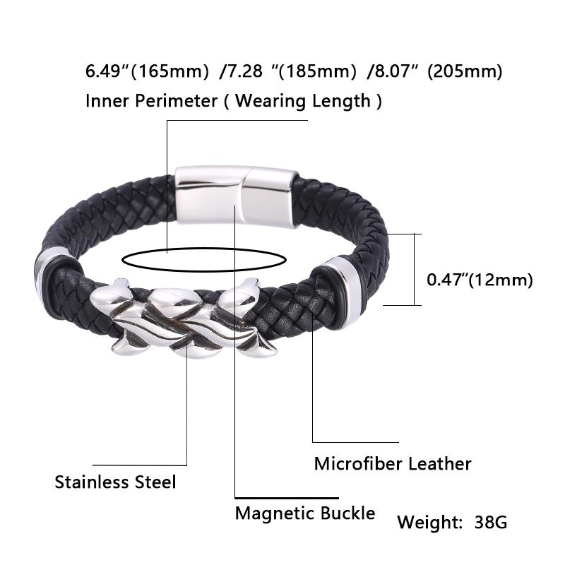 Ny Charm Mode Flätat Rock Punk Svart Rep Äkta Läder Armband Herraccessoarer Par Smycken