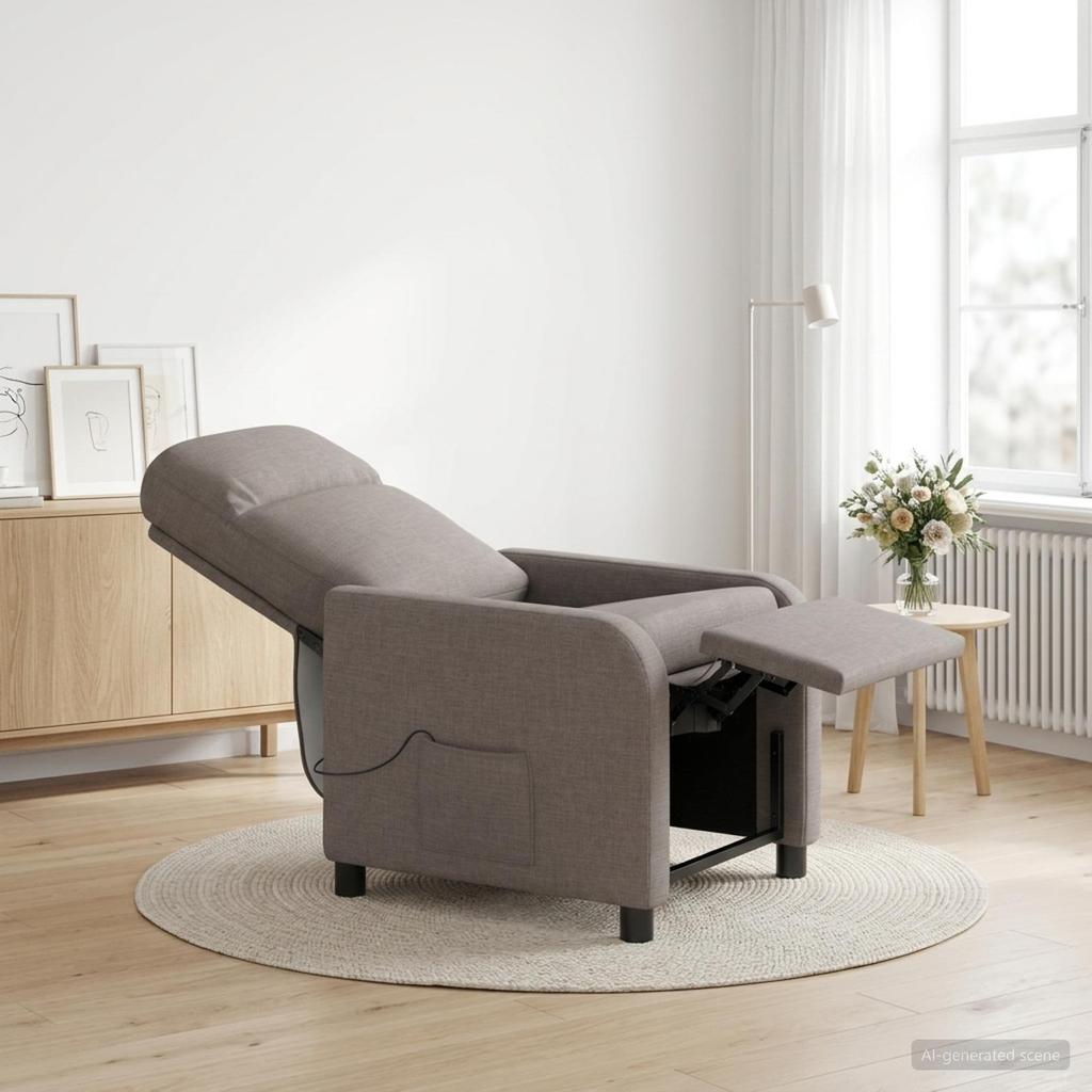Massage Recliner Taupe Fabric