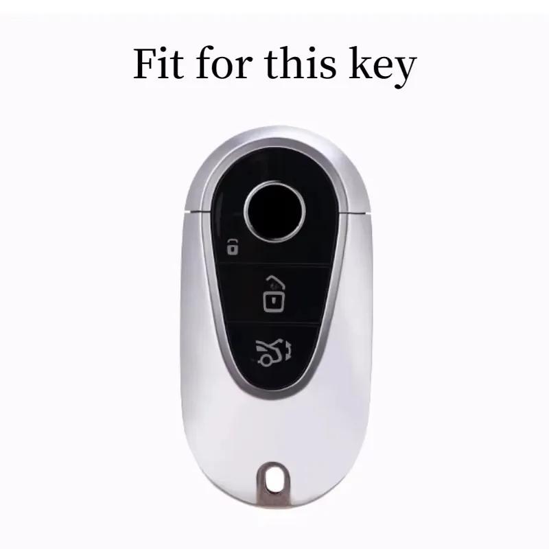Car Key Case Cover for Mercedes Benz 2022 C S Class W223 W206 S350 C260 C300 S400 S450 S500 Alloy Leather Shell Holder Protector