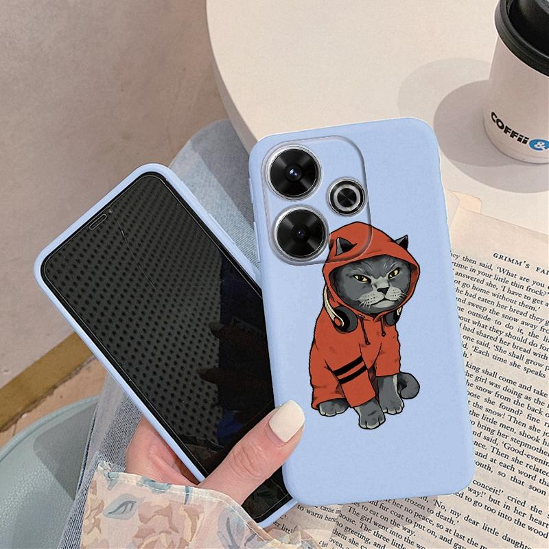 

Мягкий силиконовый чехол Cool Cat для Xiaomi Redmi Note 13 Pro 13C 14 Poco C65 Samsung A55 A35 A34 M35 S24 iPhone Huawei Honor 200 Realme противоударный чехол Honor X8 4G синий