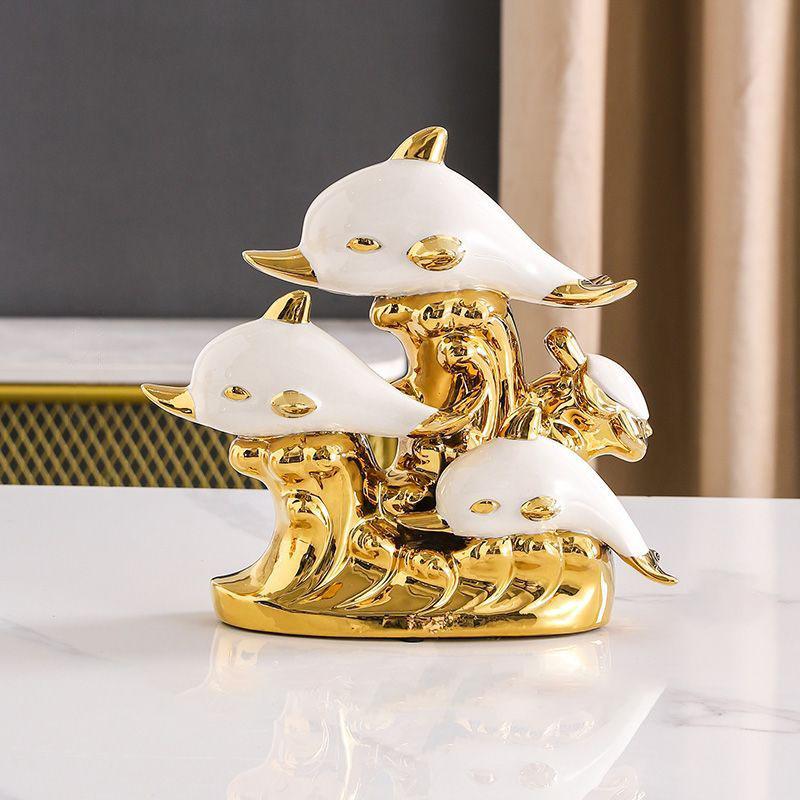 Moderne Kreative Delfin Statue Keramik Zubehör Haus Schlafzimmer Schreibtisch Schrank Dekoration Artikel Büro Café Tisch Skulptur Dekor