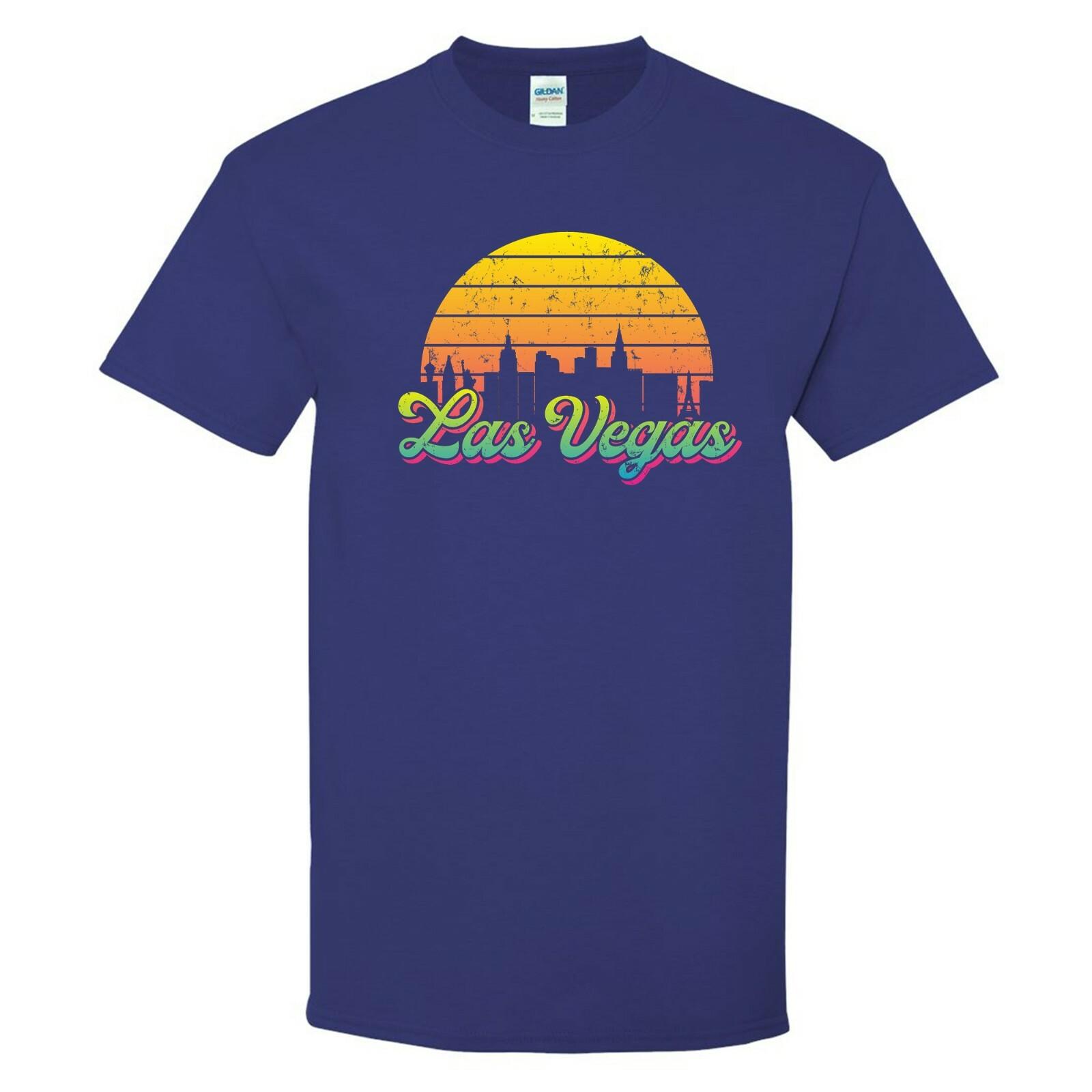 Las Vegas NV Retro Skyline Sunset Home State Pride Summer T Shirt Cobalt XXXL