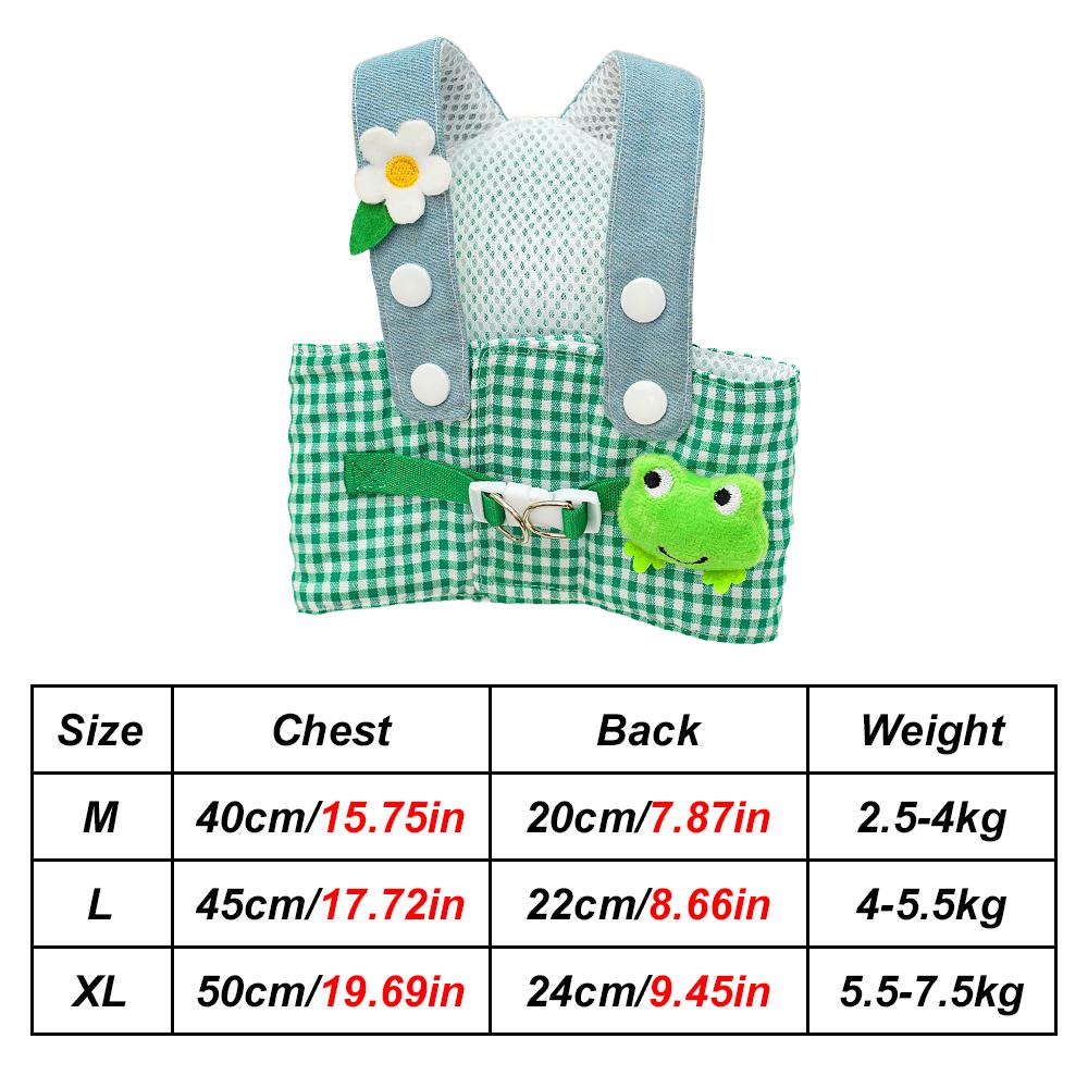 

2 PCS/Set Frog Shaped Pet Chest Harness + Leash Breathable Chest Harness for Pet Small Dog Cat Cosplay Outdoor Walking M зелёный