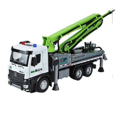 1/18 Modell einer Zementpumpe aus Legierung, Betonförderer aus Druckgussmetall, LKW, Zementtransport, technisches Fahrzeug, Kinderspielzeugmodell