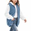 Girls' Casual Color Long Sleeve Hooded Jacket with Pockets for Everyday Wear