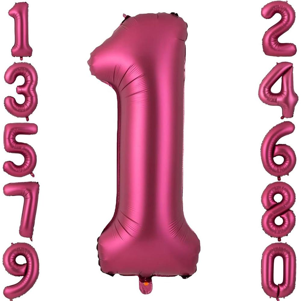 Giant 32 Inch Number Balloon Set Metallic Rose Red Foil Helium Balloon Kit DIY Happy Birthday Party Decor Kids Adult Anniversary