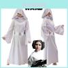 Star Wars Leia Organa Solo Cosplay Costume White Dress Outfit For Adult Halloween